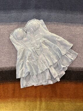 NWT Selfie Leslie Blue Jacquard Strapless Corset Romper XL